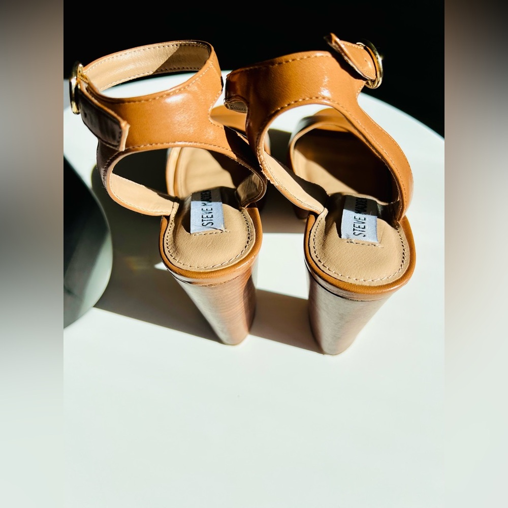 Steve Madden Girl Women’s Platform Block Heel Sandals /Color Tan,Brown /Size 7M - Picture 11 of 12